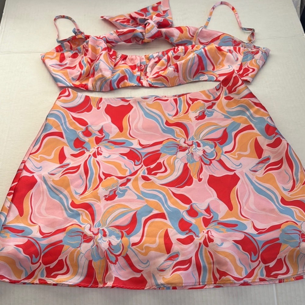 Cotton Candy Vibrant Floral Skirt Set
